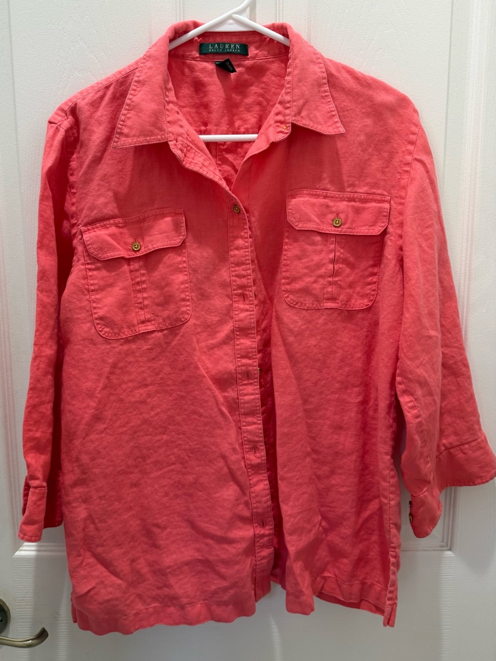 Ralph Lauren Coral Button-Down Linen Shirt XL